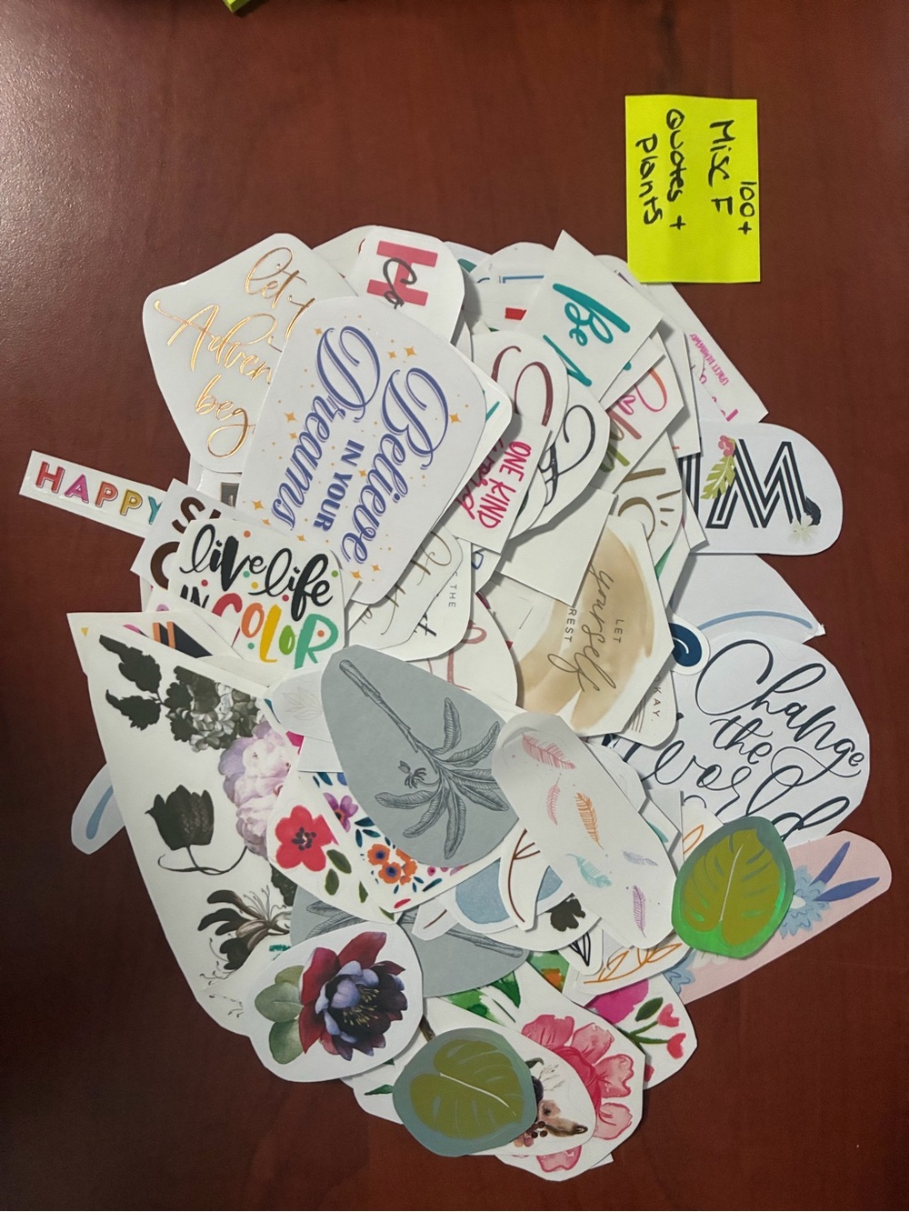 Assorted Colorful Floral & Quote Sticker Pack - Home Design